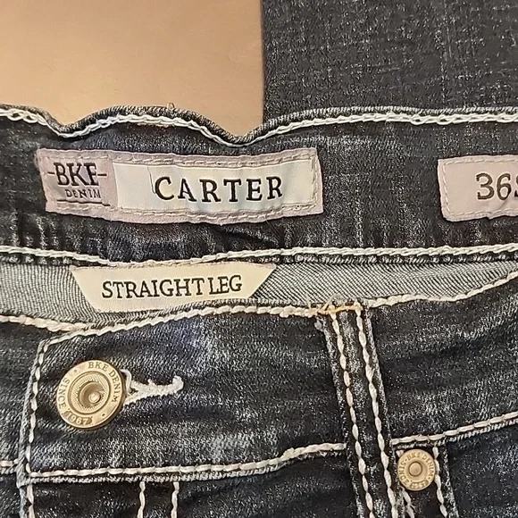 Mens BKE Carter Denim Dark Blue Straight Jeans 36S - Picture 2 of 8